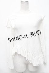 Drug Honey / フリルカットソー  白 S-25-03-28-014-PU-TO-HR-ZS
