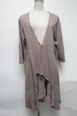 画像1: axes femme / バックリボンレース切替ロングカーディガン  ベージュ S-25-03-28-021-AX-TO-AS-ZI