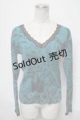 HYSTERIC GLAMOUR / プリントラメカーディガン  ブルー S-25-03-28-033-PU-TO-HR-ZS