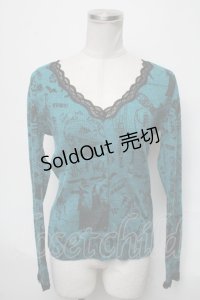 HYSTERIC GLAMOUR / プリントラメカーディガン  ブルー S-25-03-28-033-PU-TO-HR-ZS