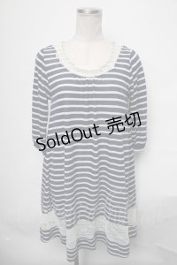 axes femme / 花×レース柄ワンピース M 紺 S-25-03-28-048-AX-OP-SZ-ZI
