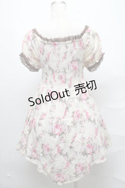 画像2: axes femme / 花柄レース切替チュニック  キナリｘブラウン S-25-03-31-045-AX-OP-HR-ZS