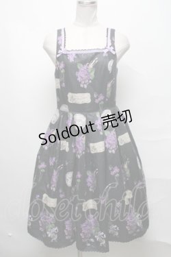 画像1: Melody BasKet / 菫の花束ジャンパースカート  黒 S-25-03-31-058-LO-OP-AS-ZT438