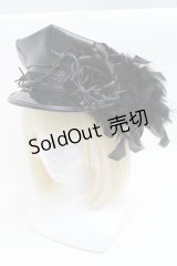 corgi-corgi / 薔薇&羽根トップハット  黒 S-25-03-31-005-GO-AC-HR-ZS