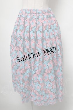 画像1: Jane Marple Dans Le Salon / お花刺繍スカート  黒ｘピンクｘサックス S-25-03-31-072-JM-SK-AS-ZS