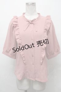 Fi.n.t / フリル使い5分袖ブラウス  ピンク S-25-03-31-017-CA-BL-HR-ZS