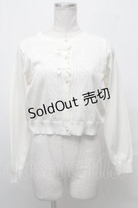 m petit by misako / AM*ハート透かしニットカーディガン S オフ S-25-03-31-019-LO-TO-AS-ZS