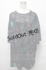 LISTEN FLAVOR / 麻雀フルグラフィックビッグTシャツ  黒 S-25-03-31-033-PU-TO-AS-ZS