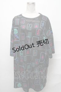 LISTEN FLAVOR / 麻雀フルグラフィックビッグTシャツ  黒 S-25-03-31-033-PU-TO-AS-ZS