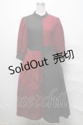 axes femme / バイカラープリーツワンピース  黒ｘ赤 S-25-03-31-040-AX-OP-HR-ZS