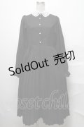 m petit by misako / レース襟プリーツワンピース M 黒 S-25-03-31-041-LO-OP-AS-ZS