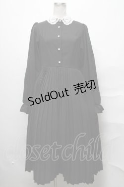 画像1: m petit by misako / レース襟プリーツワンピース M 黒 S-25-03-31-041-LO-OP-AS-ZS