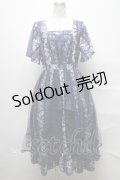 axes femme / 薔薇柄ラッフルチュールワンピース  紺 S-25-03-31-042-AX-OP-HR-ZS