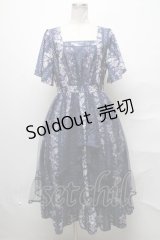 axes femme / 薔薇柄ラッフルチュールワンピース  紺 S-25-03-31-042-AX-OP-HR-ZS