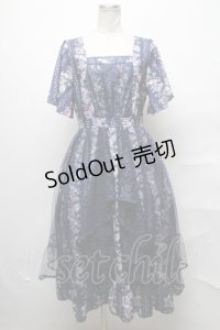 axes femme / 薔薇柄ラッフルチュールワンピース  紺 S-25-03-31-042-AX-OP-HR-ZS