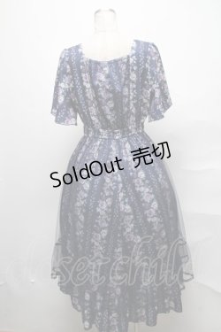 画像2: axes femme / 薔薇柄ラッフルチュールワンピース  紺 S-25-03-31-042-AX-OP-HR-ZS