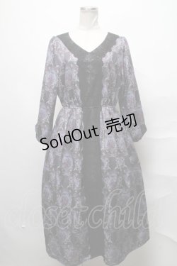 画像1: axes femme / ローズガーランド柄ロングワンピース  黒 S-25-03-31-043-AX-OP-HR-ZS