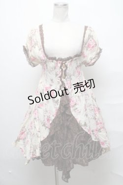 画像1: axes femme / 花柄レース切替チュニック  キナリｘブラウン S-25-03-31-045-AX-OP-HR-ZS