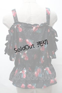 画像2: Ank Rouge / いちごオフショルブラウス  黒ｘ赤 S-25-04-01-038-CA-TO-AS-ZS