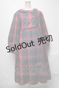 FLC / 皆方由衣コラボ MINA*タータンチェックワンピース LL 赤ｘグリーン S-25-04-01-049-LO-OP-AS-ZS