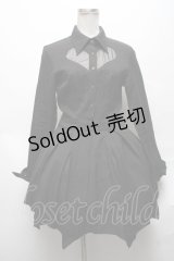 DARK IN LOVE / Gothic sexy mesh heart pleated collar bow dress S 黒 S-25-04-01-055-PU-OP-HR-ZS