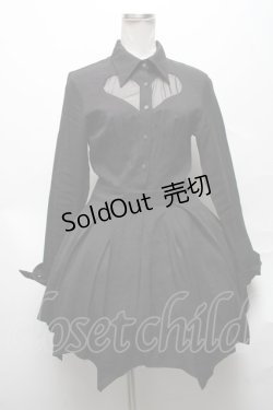 画像1: DARK IN LOVE / Gothic sexy mesh heart pleated collar bow dress S 黒 S-25-04-01-055-PU-OP-HR-ZS