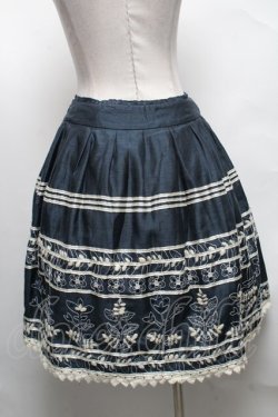 画像2: Jane Marple /お花刺繍スカート  紺 S-25-04-01-079-JM-SK-AS-ZS