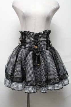 画像1: LIZ LISA / レースアップコルセットライクスカパン  黒ｘ白 S-25-04-01-085-LO-PA-AS-ZS