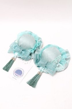 画像1: Hoshibako Works / 藤花集中華風お団子クリップ式ヘッドドレス  ミント S-25-04-01-019-LO-AC-AS-ZS