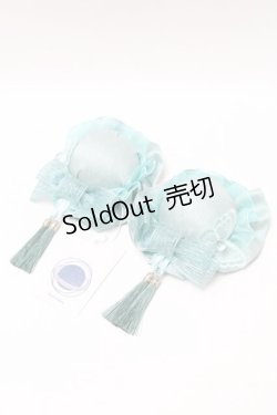 画像1: Hoshibako Works / 藤花集中華風お団子クリップ式ヘッドドレス  ミント S-25-04-01-019-LO-AC-AS-ZS