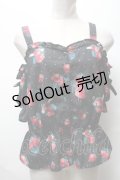 Ank Rouge / いちごオフショルブラウス  黒ｘ赤 S-25-04-01-038-CA-TO-AS-ZS