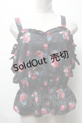 Ank Rouge / いちごオフショルブラウス  黒ｘ赤 S-25-04-01-038-CA-TO-AS-ZS
