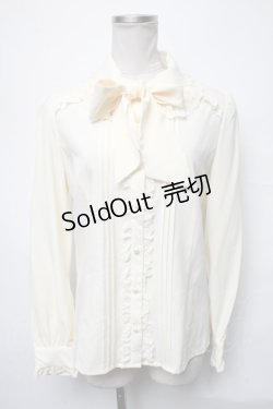 画像1: Ank Rouge / リボンタイ付きパールボタン長袖ブラウス  キナリ S-25-04-03-052-CA-BL-HR-ZS