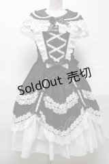 metamorphose / フローレンスケープ付きジャンパースカート  黒ｘ白 S-25-04-05-063-ME-OP-HR-ZS