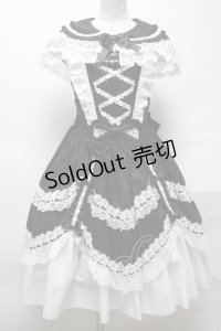 metamorphose / フローレンスケープ付きジャンパースカート  黒ｘ白 S-25-04-05-063-ME-OP-HR-ZS
