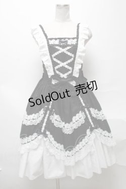 画像3: metamorphose / フローレンスケープ付きジャンパースカート  黒x白 S-25-04-05-063-ME-OP-HR-ZS