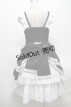 画像4: metamorphose / フローレンスケープ付きジャンパースカート  黒x白 S-25-04-05-063-ME-OP-HR-ZS