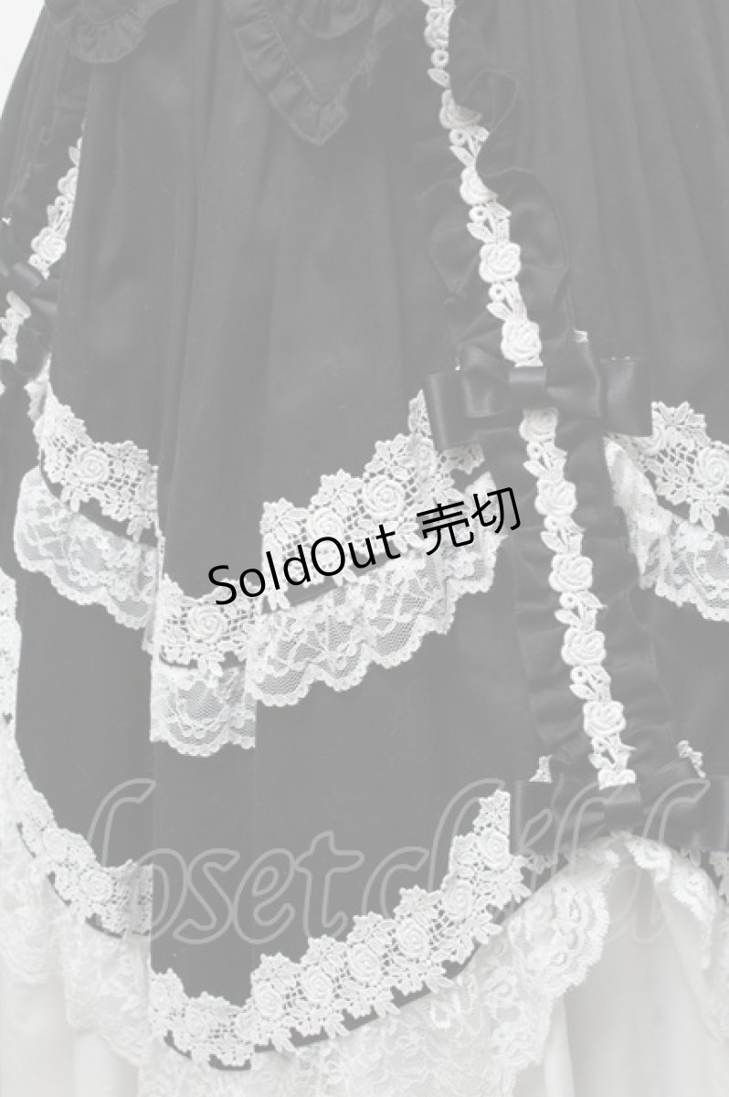 画像6: metamorphose / フローレンスケープ付きジャンパースカート  黒ｘ白 S-25-04-05-063-ME-OP-HR-ZS (6)