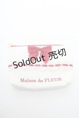 Maison de FLEUR / ガトーフレーズスクエアポーチ  赤ｘオフ S-25-04-05-010-LO-BG-HR-ZS