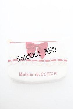 画像1: Maison de FLEUR / ガトーフレーズスクエアポーチ  赤ｘオフ S-25-04-05-010-LO-BG-HR-ZS