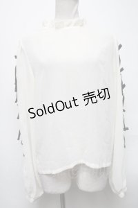 E hyphen world gallery / 袖リボントップス  オフ S-25-04-05-025-LO-BL-AS-ZS