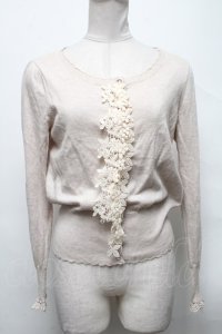 Emily Temple cute / レース付きカーディガン  ベージュ S-25-04-05-029-ET-TO-HR-ZS