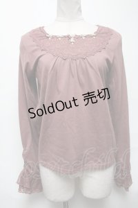 axes femme / サテンローズデザインプルオーバー  ピンク S-25-04-05-037-AX-TO-HR-ZS