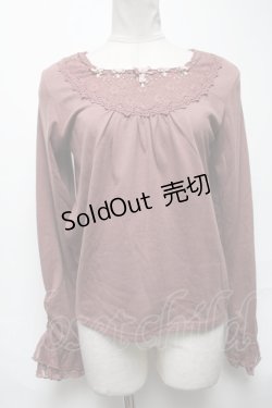 画像1: axes femme / サテンローズデザインプルオーバー  ピンク S-25-04-05-037-AX-TO-HR-ZS