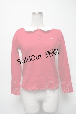 画像1: MILK / ロゴ刺繍襟付きカットソー  赤 S-25-04-05-040-ML-TO-HR-ZS
