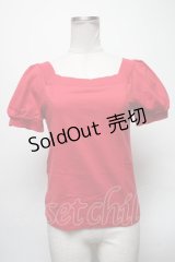 MILK / ロゴプリントパフ袖カットソー  赤 S-25-04-05-041-ML-TO-HR-ZS