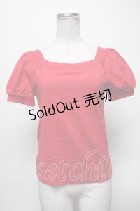 MILK / ロゴプリントパフ袖カットソー  赤 S-25-04-05-041-ML-TO-HR-ZS