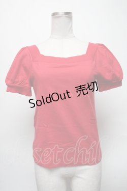 画像1: MILK / ロゴプリントパフ袖カットソー  赤 S-25-04-05-041-ML-TO-HR-ZS