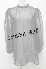 E hyphen world gallery / ドットシフォントップス  黒 S-25-04-05-043-LO-TO-AS-ZS