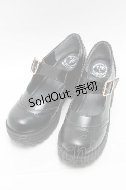 画像1: YOSUKE / 厚底ベルトパンプス  黒 S-25-04-06-004-PU-SH-HR-ZS